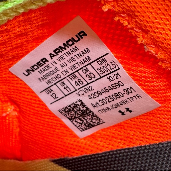 Under Armour Men's 12‎ TriBase Reign 4 Pro Green Orange Training Athletic Shoes - Picture 8 of 14